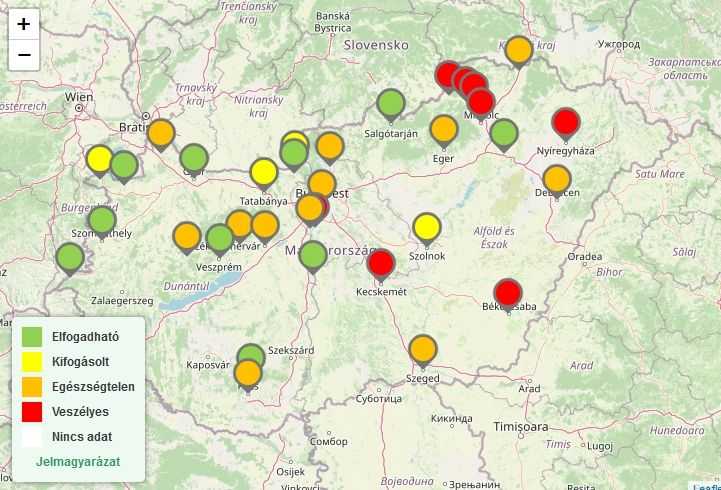 Már nyolc településen veszélyes a levegő minősége